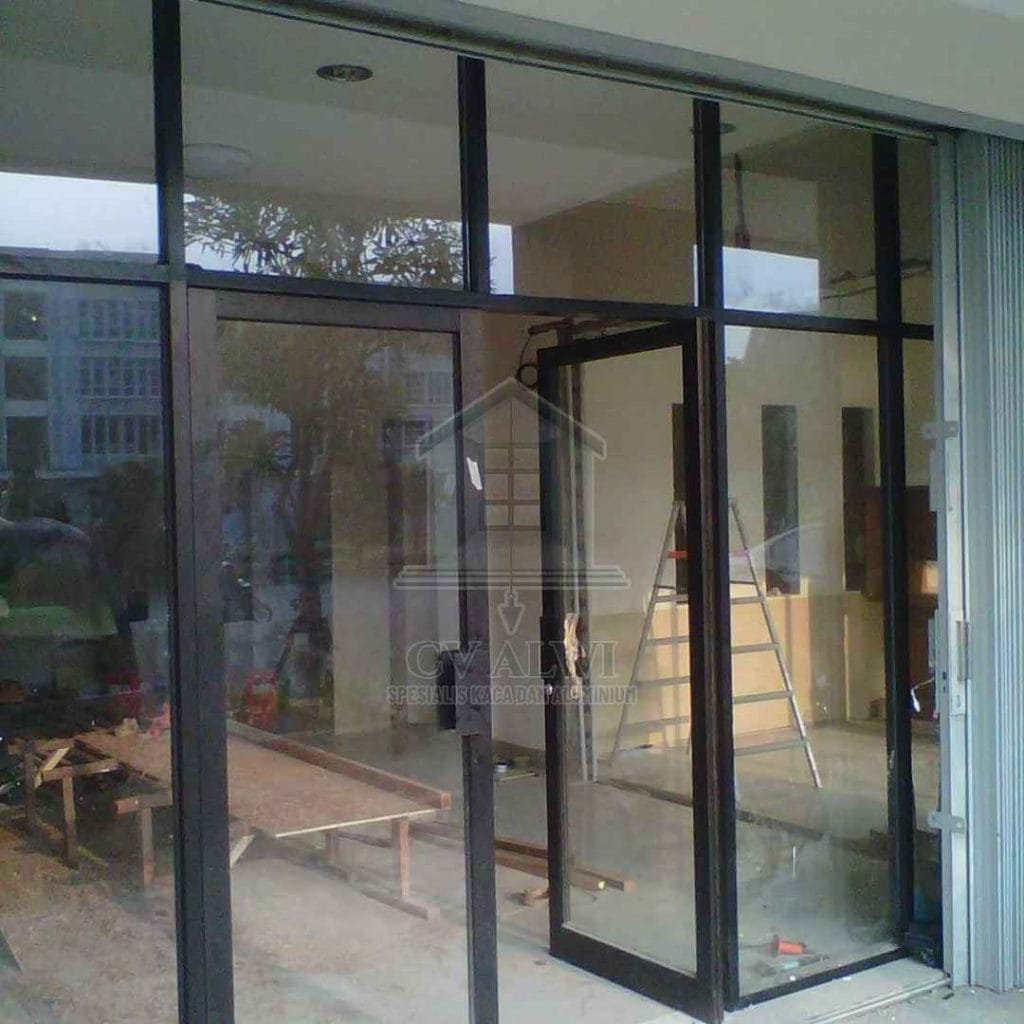 Jasa pintu kaca toko minimalis Jakarta modern cepat terpasang