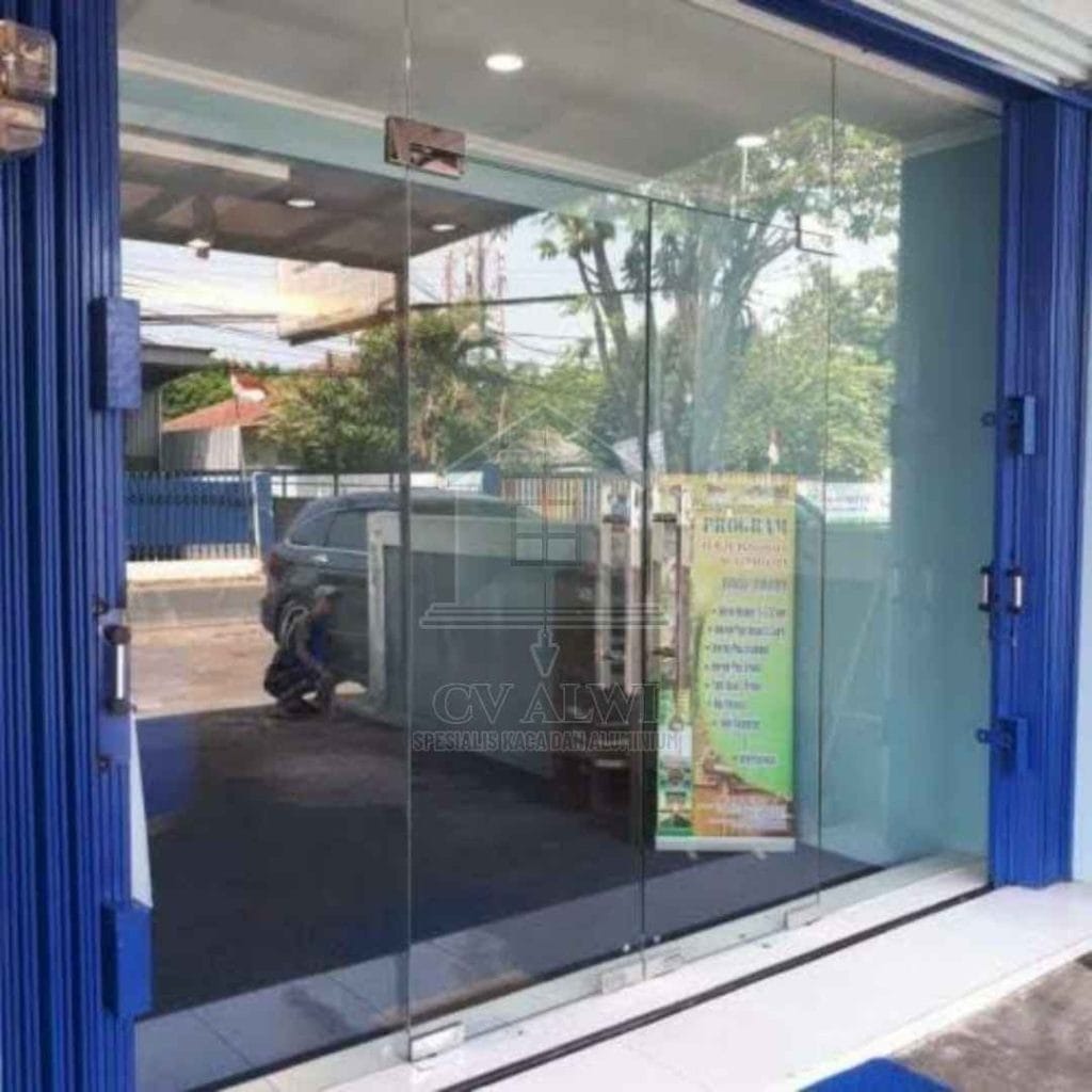 Jasa pintu kaca toko minimalis Jakarta modern cepat terpasang