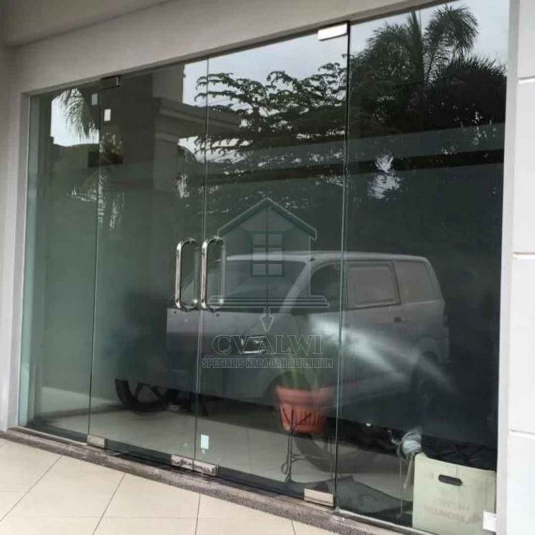 Jasa pintu kaca toko minimalis Jakarta modern cepat terpasang