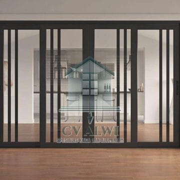 Agen pintu aluminium Bogor hitam doff bonus handle premium